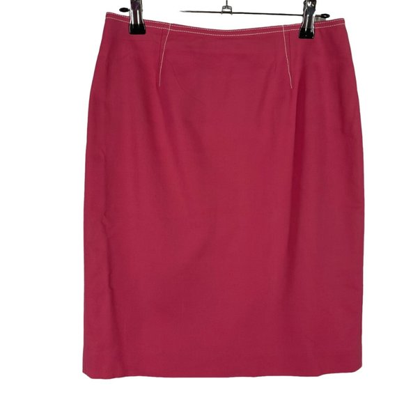 Ann Taylor Pencil Skirt 2P Petites Pink Zip Slit - Picture 1 of 10